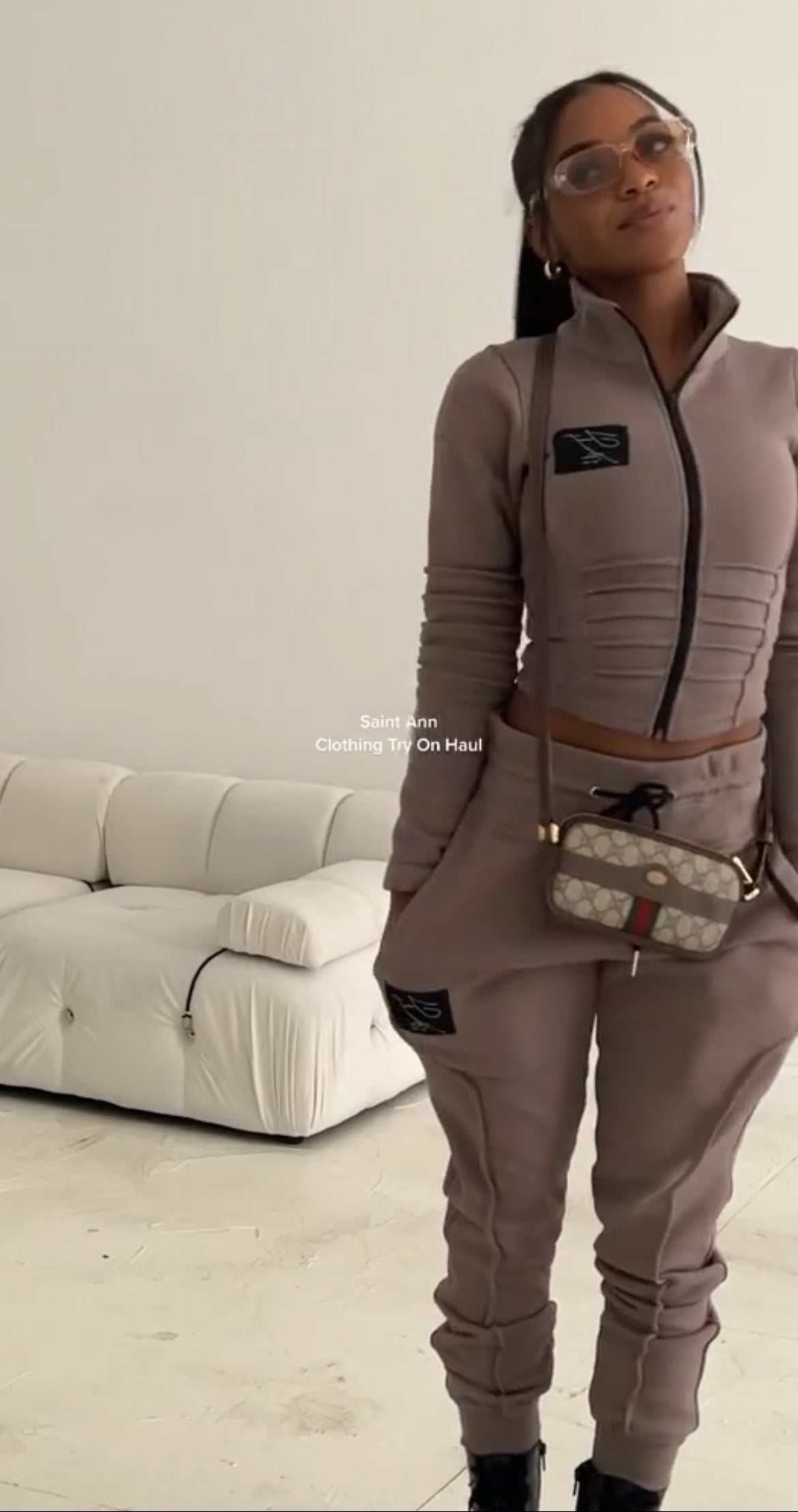 Taupe Ribbed Zip-up Pre order